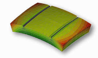 Tramway concrete foundation deformed by a thermal stress gradient